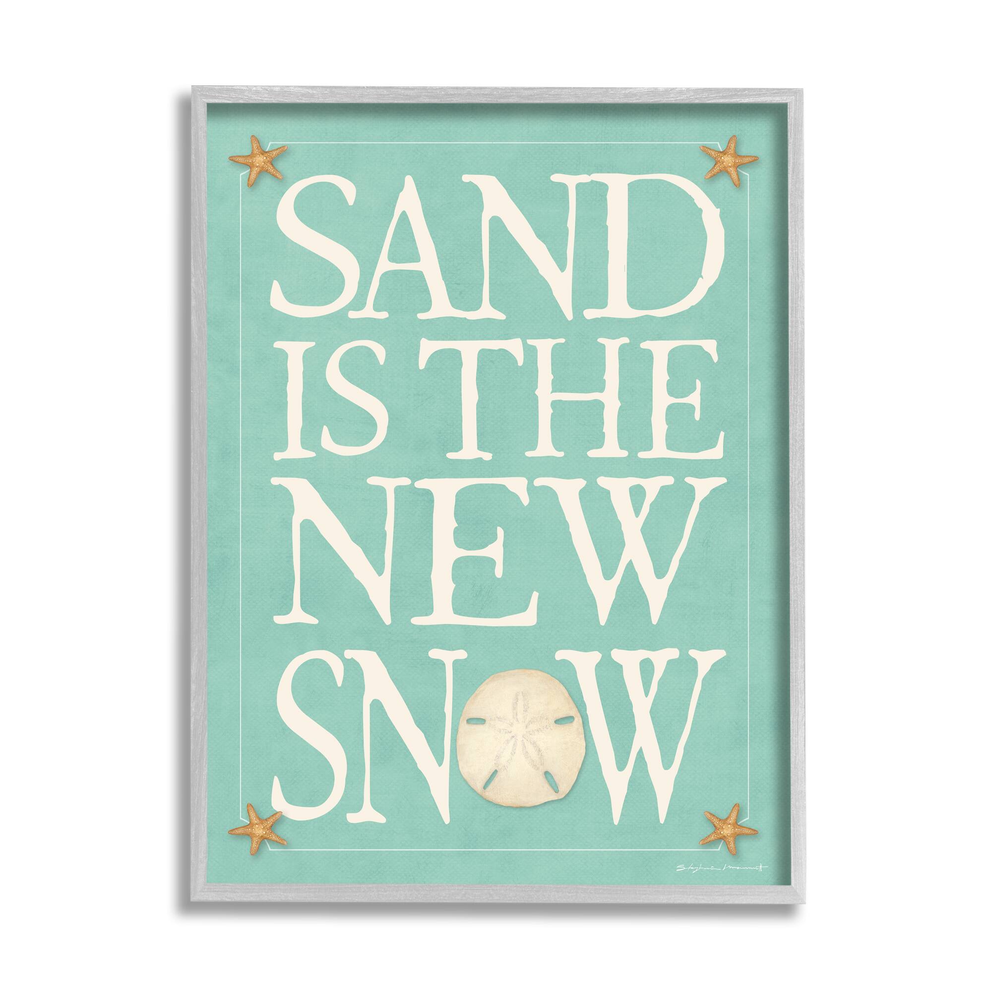 Stupell Industries Sand is the New Snow Nautical Winter Starfish in Gray Frame Wall Art